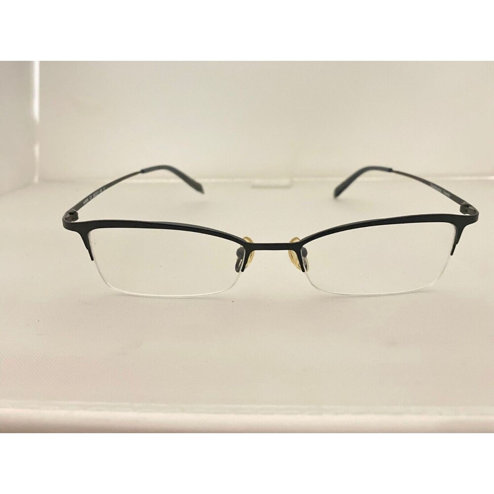 #5784 Scandinavian Dark Blue Rectangular Metal Eyeglass Frames 50-17-140